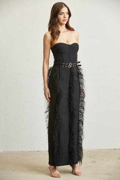 Buckled Feather Corset Dress