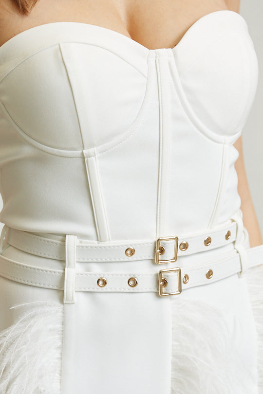 Buckled Feather Corset Dress