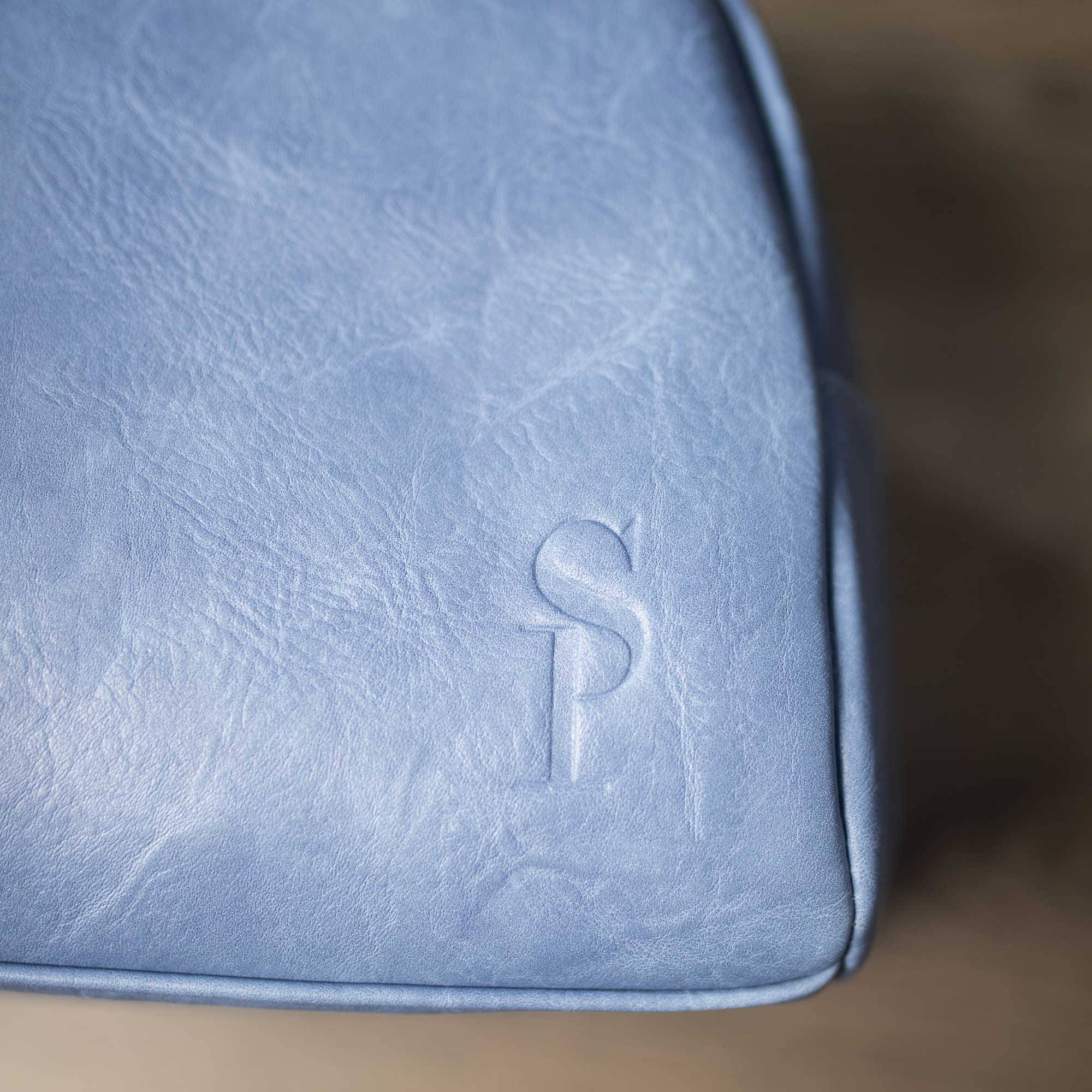 Baby Blue Leather Toiletry Bag