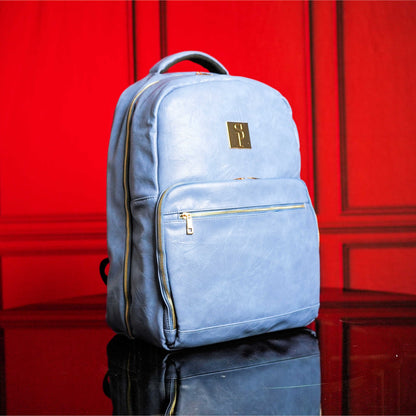 Baby Blue Backpack Tumbled Leather Commuter Bag