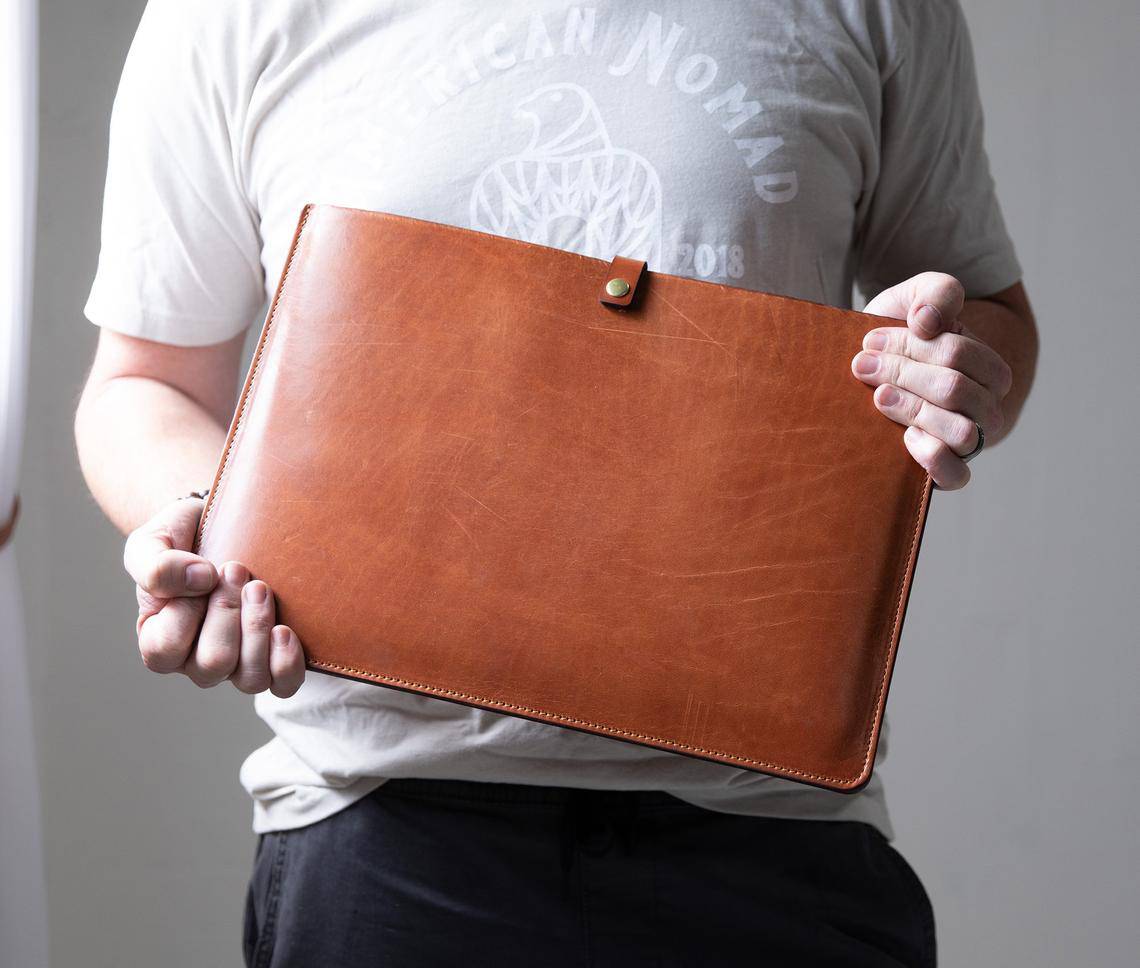 Premium Leather Laptop Sleeve for Travel