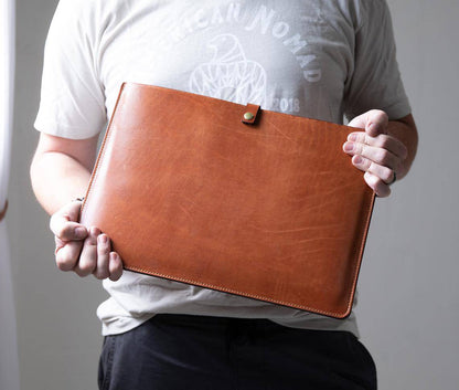 Premium Leather Laptop Sleeve for Travel
