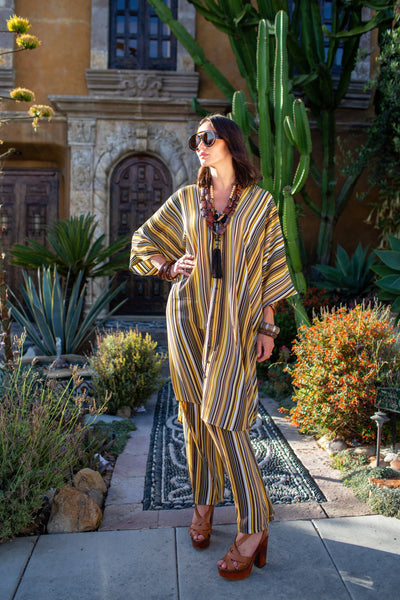 Bank Striped Tunic Caftan Set