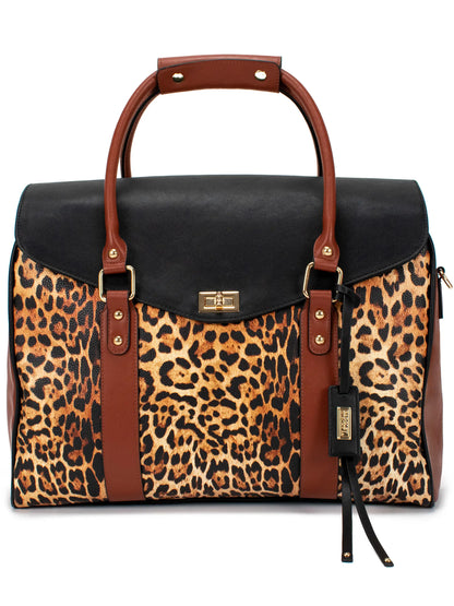 Bolso tote de fin de semana de piel vegana con estampado de leopardo