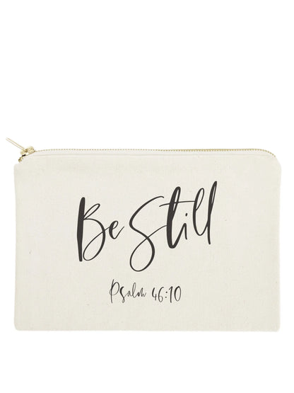 Be Still, Psalm 46:10 Cotton Canvas Cosmetic Bag