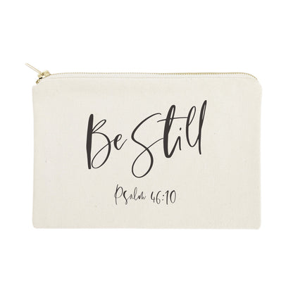 Be Still, Psalm 46:10 Cotton Canvas Cosmetic Bag