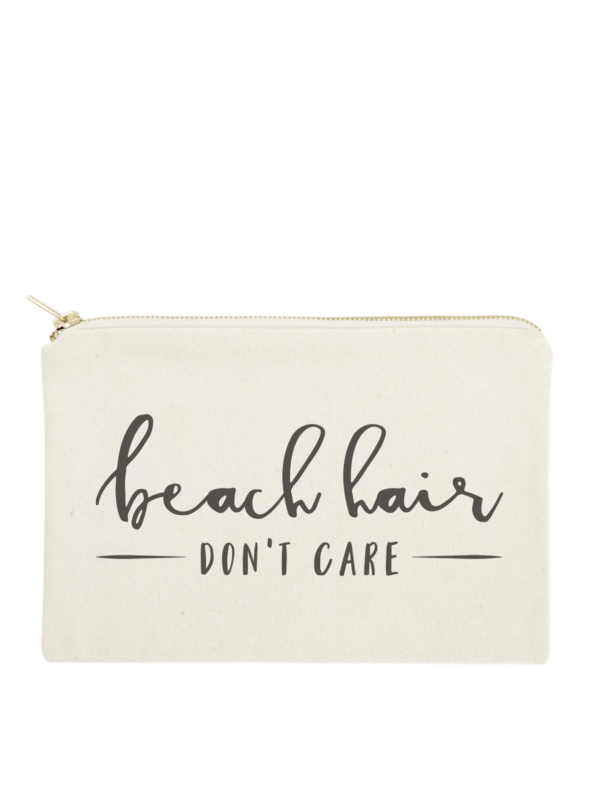 Beach Hair Don't Care Cotton Canvas Cosmetic Bag