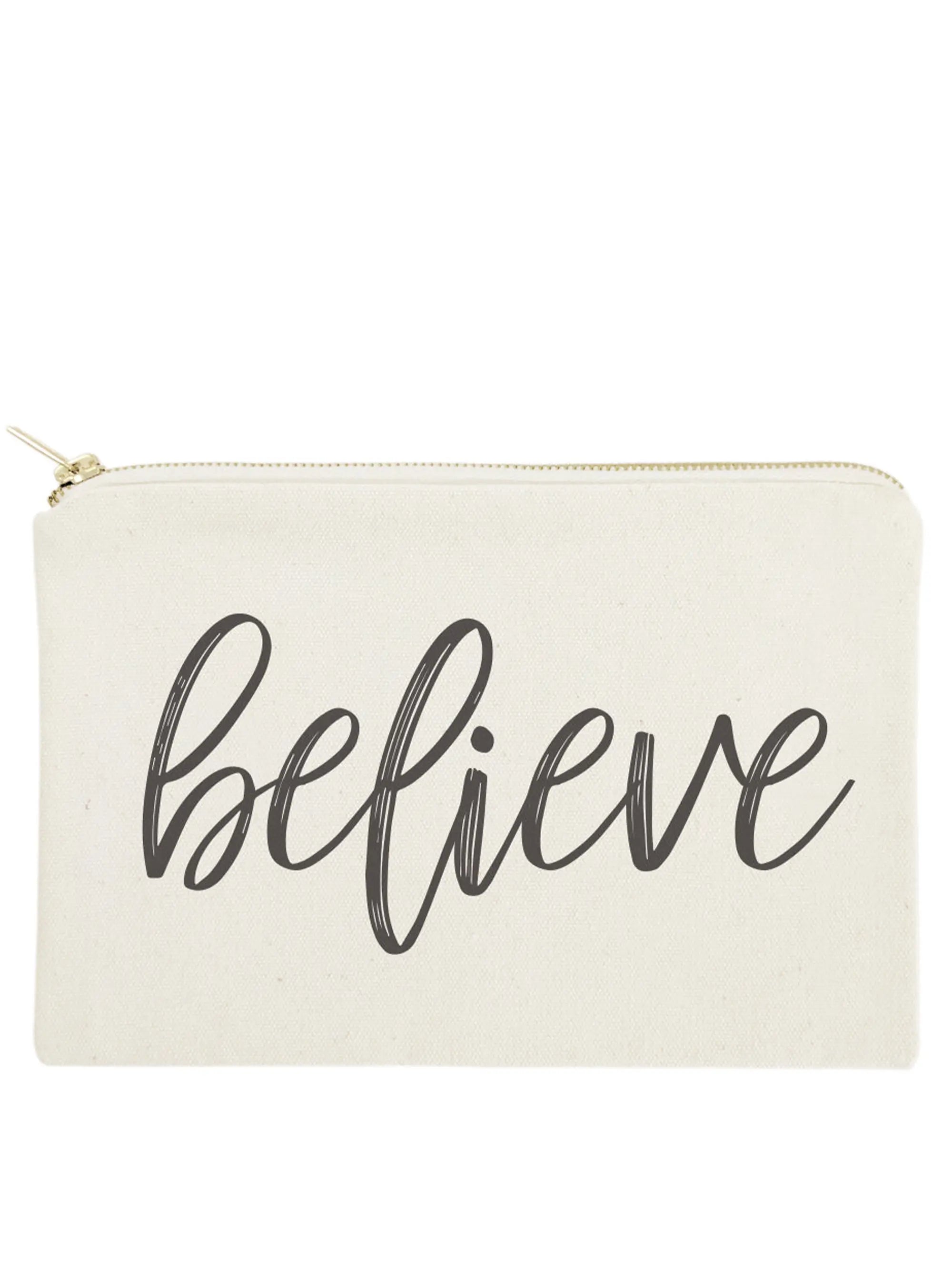 Believe Cotton Canvas Cosmetic Bag