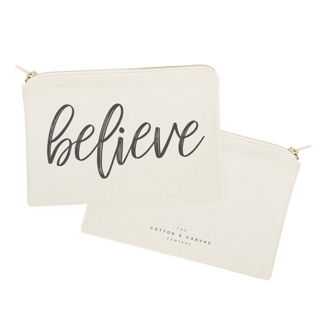 Believe Cotton Canvas Cosmetic Bag