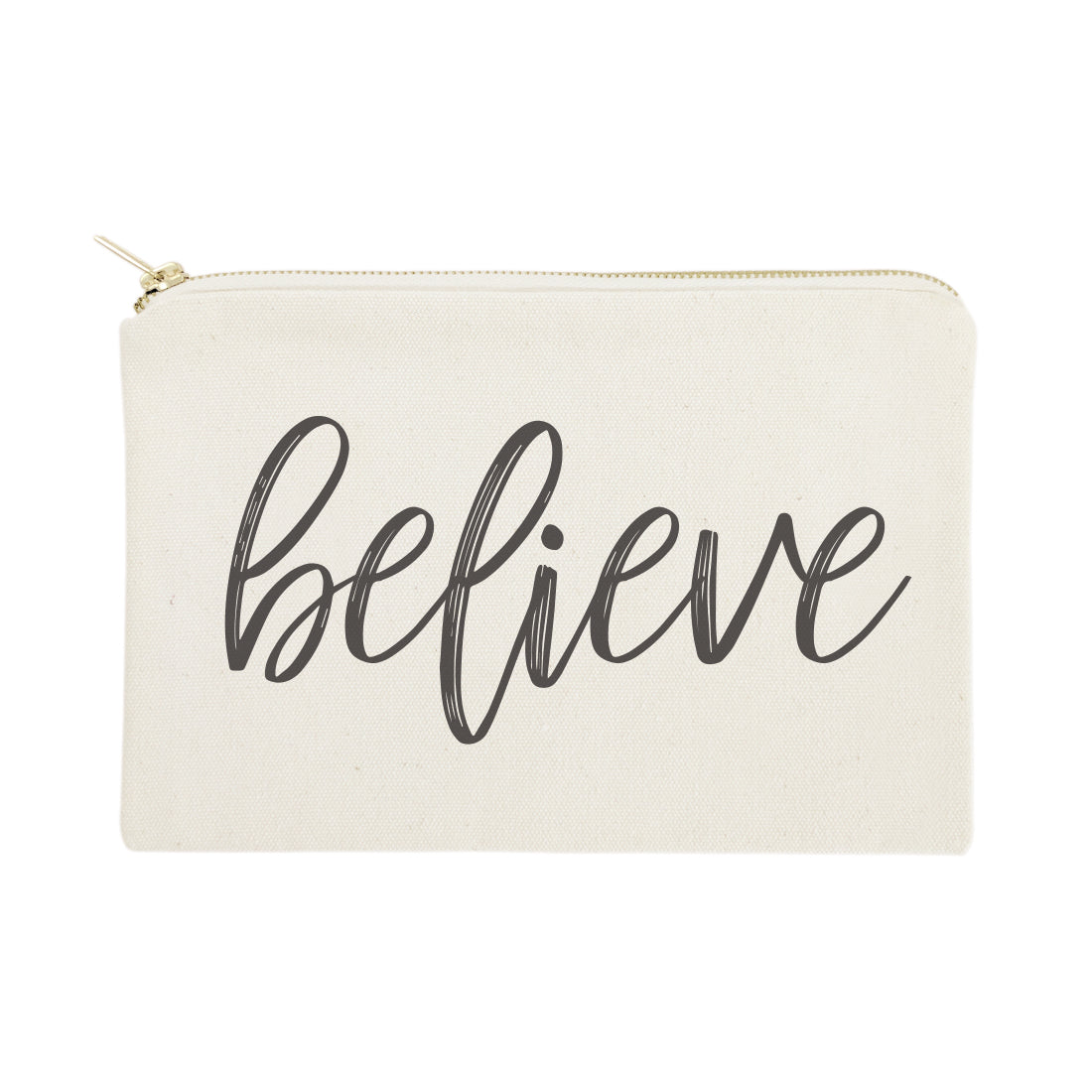 Believe Cotton Canvas Cosmetic Bag