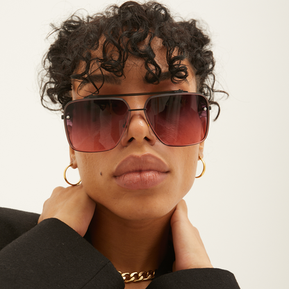 Bella - Ruby Oversized Squared Aviators