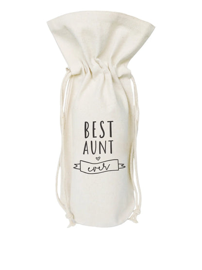 Best Aunt Ever Cotton Canvas Wine Bag