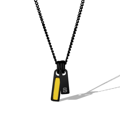 Birthstone & Initial Tag Necklace - Stealth
