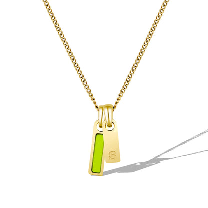 Birthstone & Initial Tag Necklace - Gold