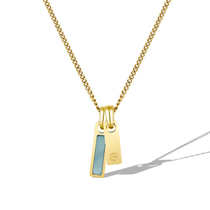 Birthstone & Initial Tag Necklace - Gold