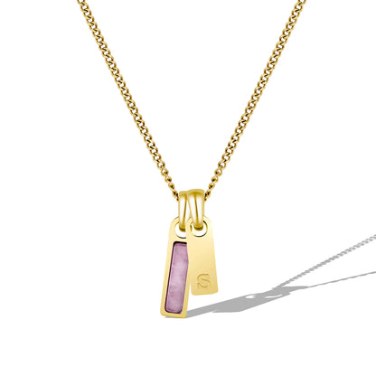 Birthstone & Initial Tag Necklace - Gold