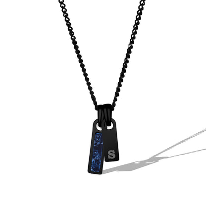 Birthstone & Initial Tag Necklace - Stealth