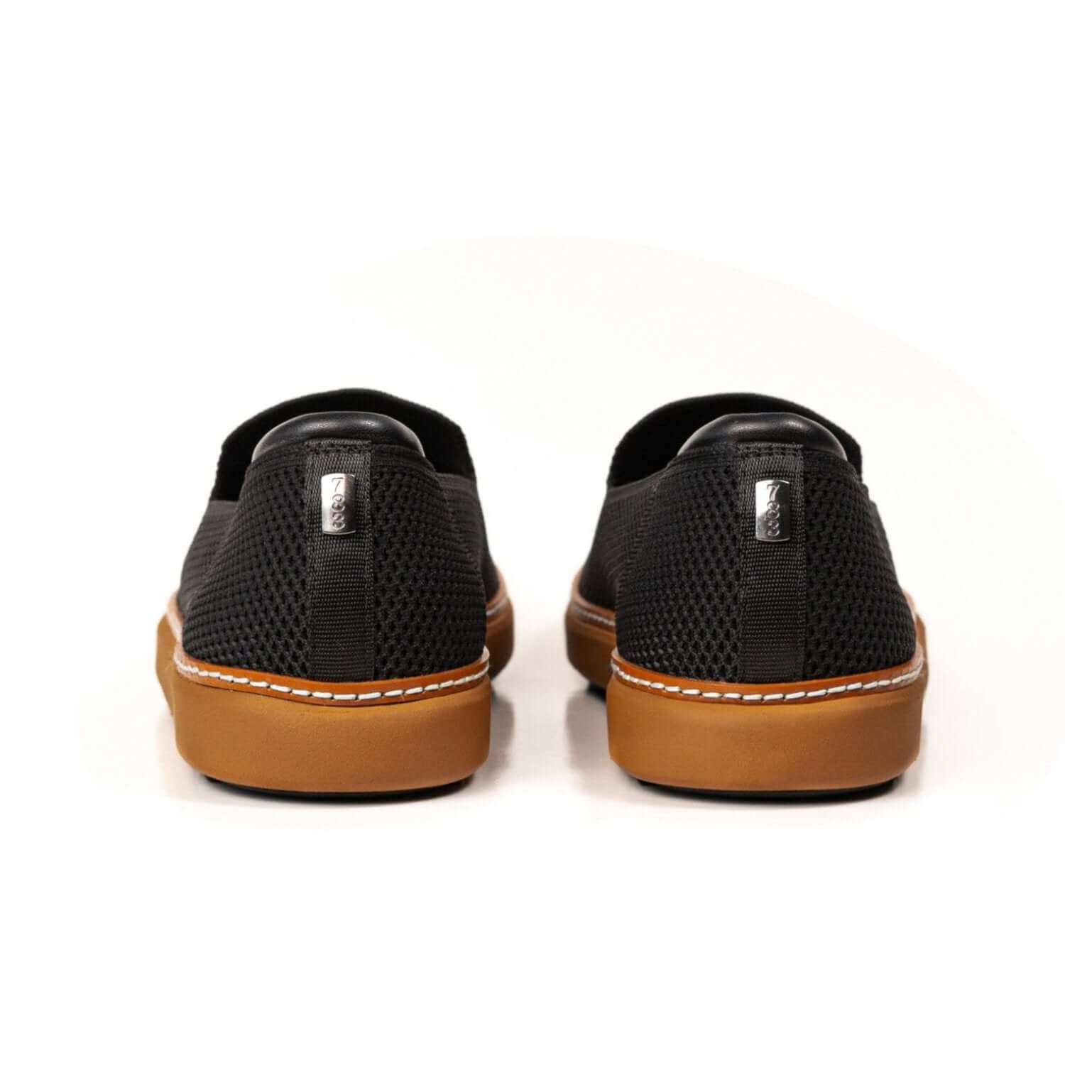 Grounding Slip-On Shoes • Black & Cognac Bamboo Knit