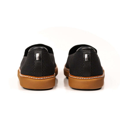 Grounding Slip-On Shoes • Black & Cognac Bamboo Knit