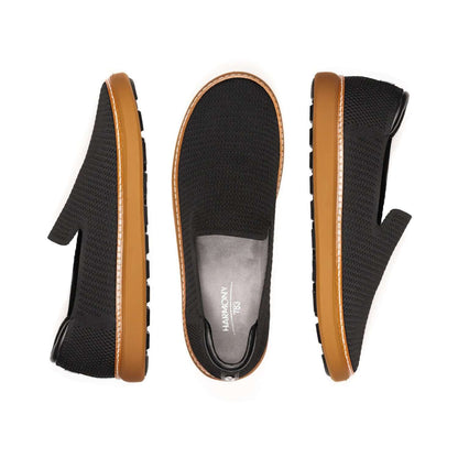 Grounding Slip-On Shoes • Black & Cognac Bamboo Knit