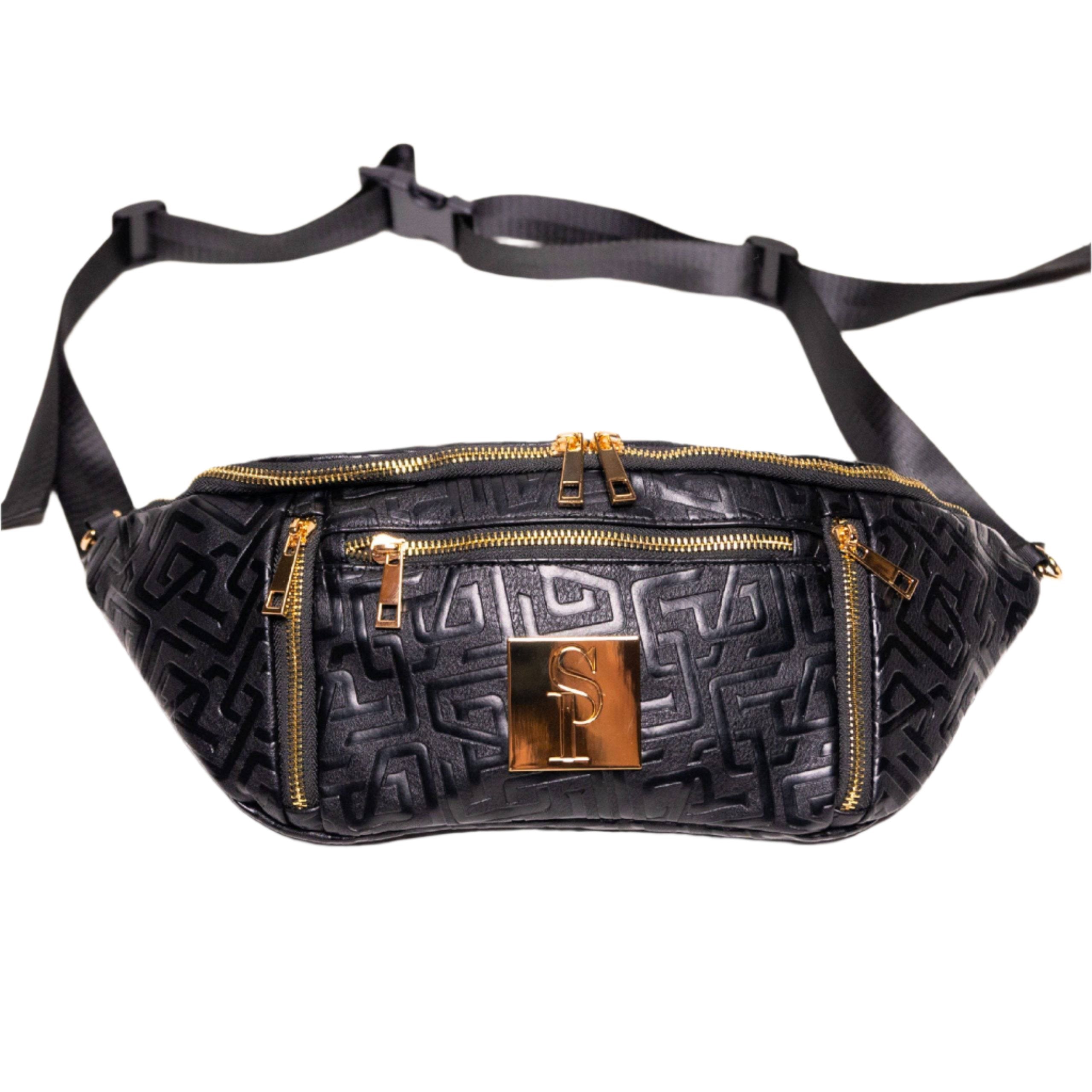 Black Monogram Leather Crossbody Bag