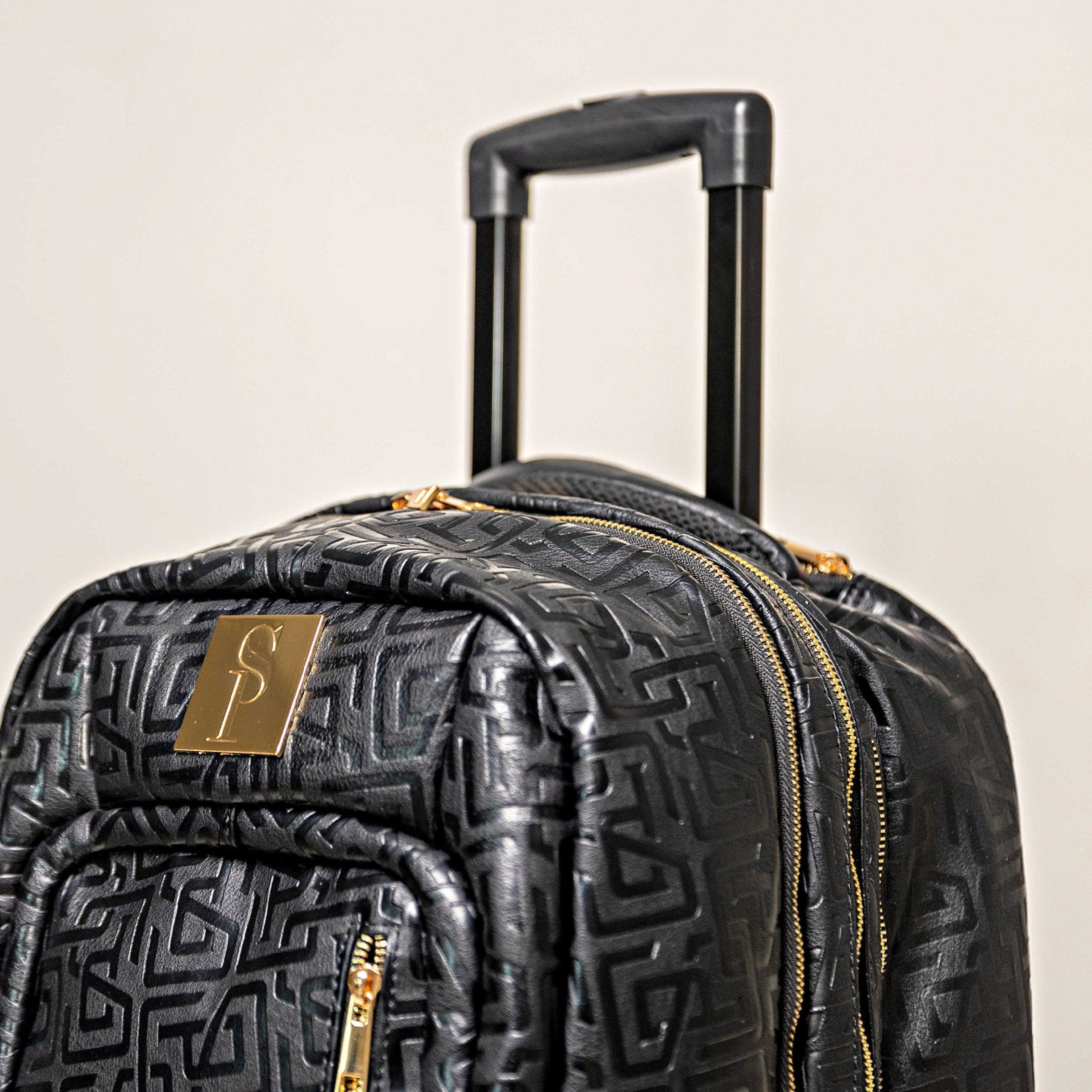 Black Monogram Leather Carry-On Roller Bag