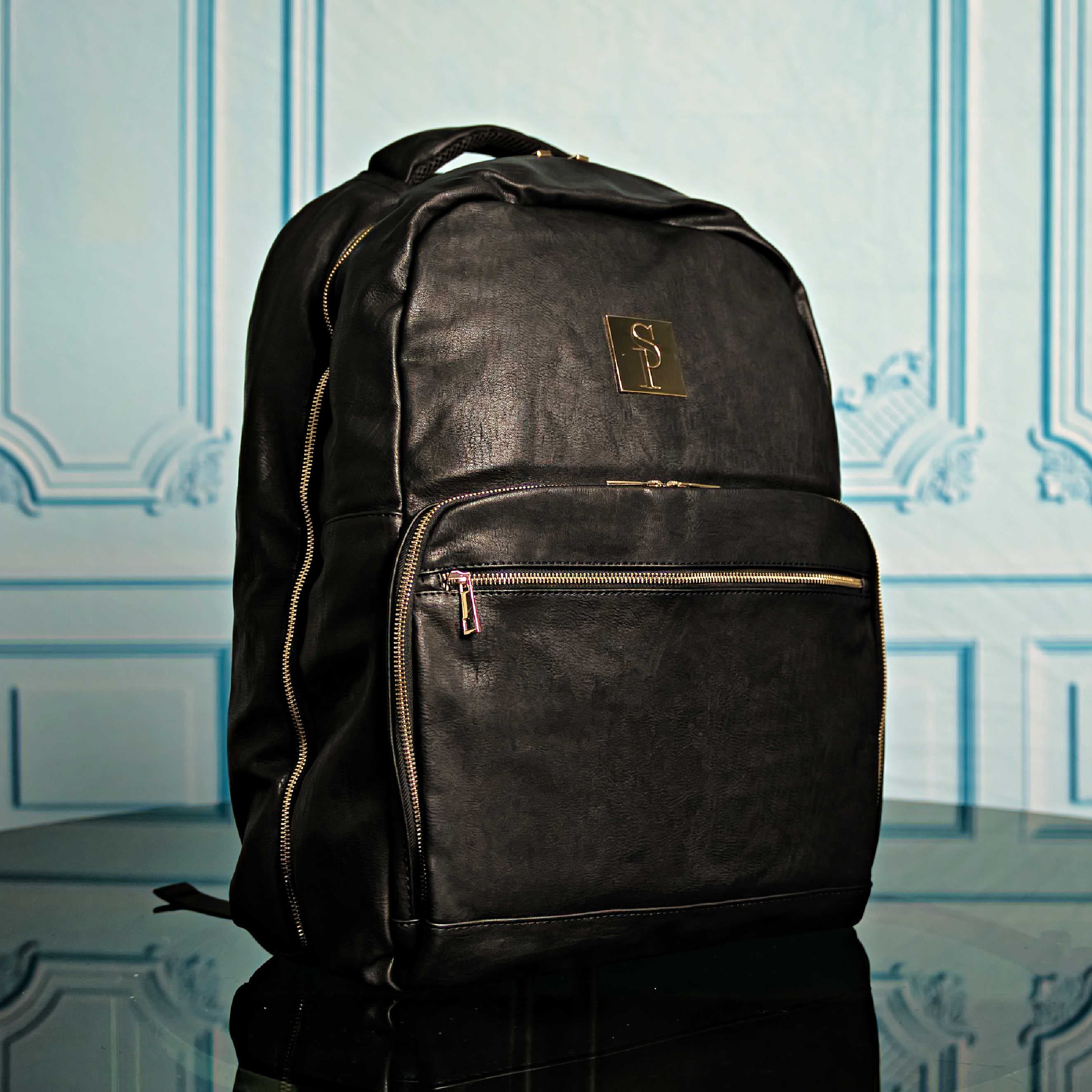 Black Leather Backpack Daily Commuter Bag