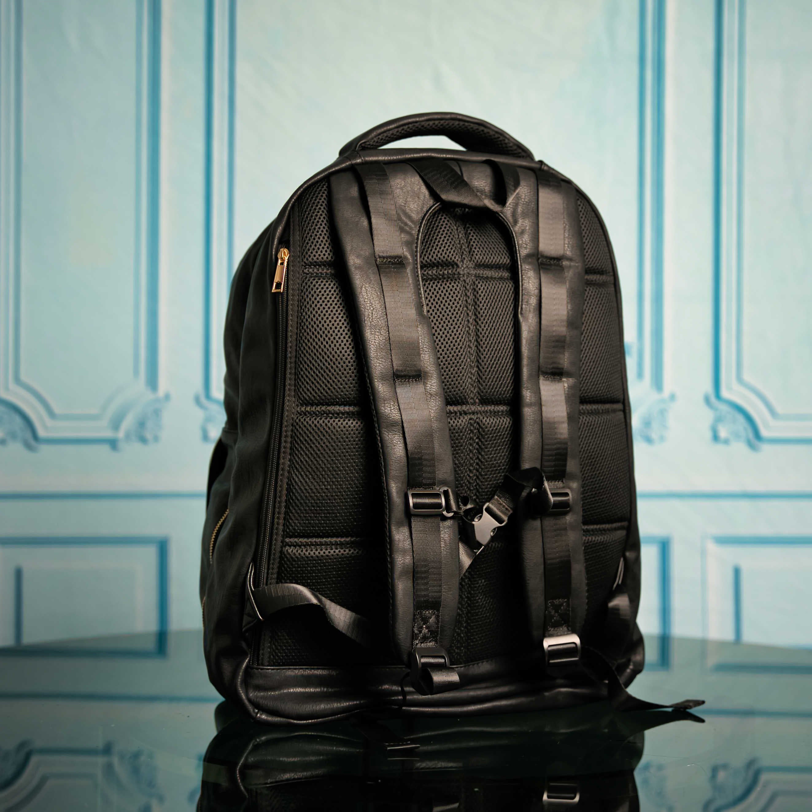 Black Leather Backpack Daily Commuter Bag