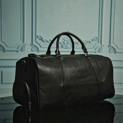 Black Leather Duffel Bag