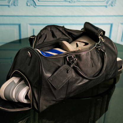 Black Leather Duffel Bag