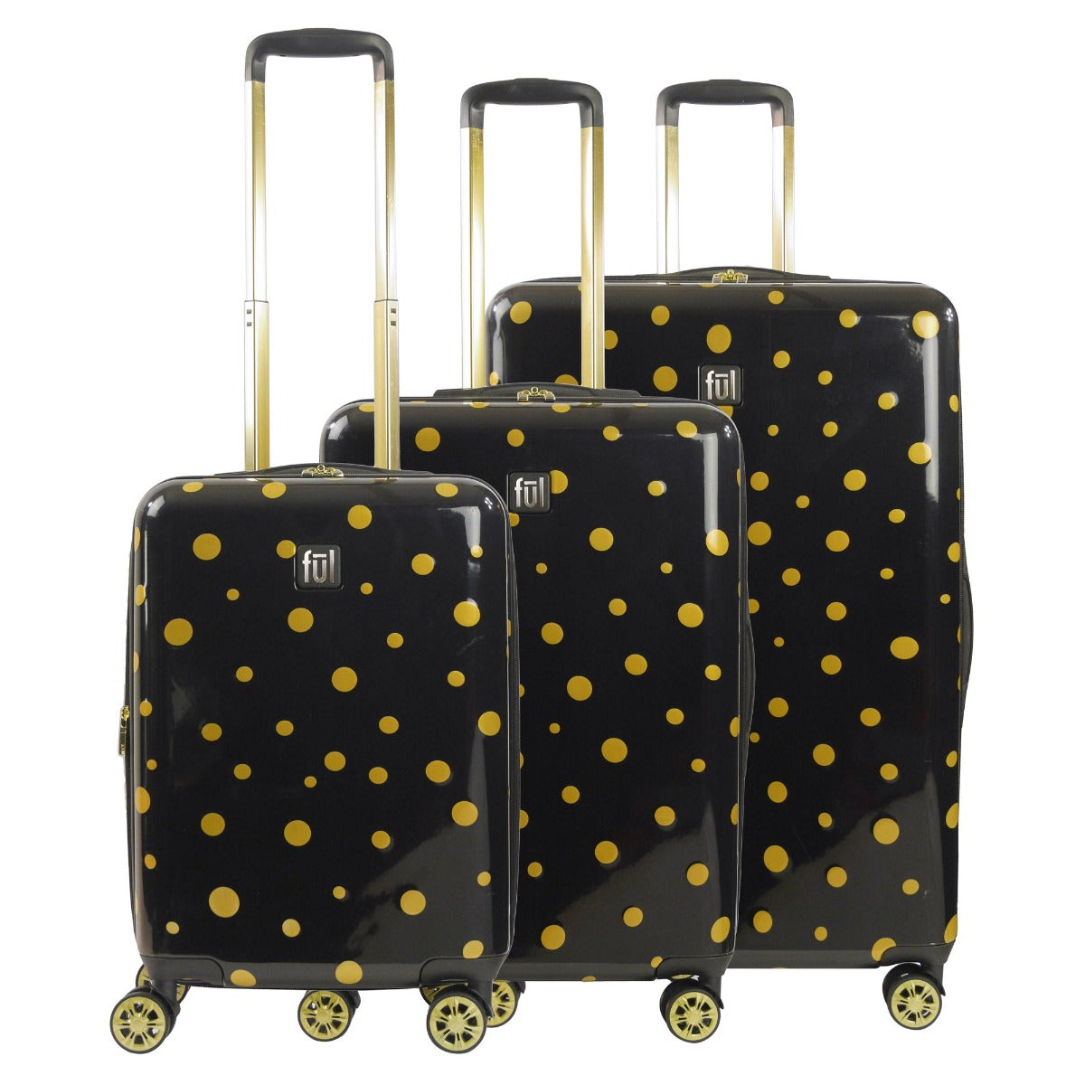 Ful Impulse Mixed Dots Hardside Spinner Luggage 3pc set, Black