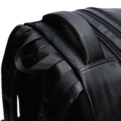 Black Leather Patented Carry On Backpack