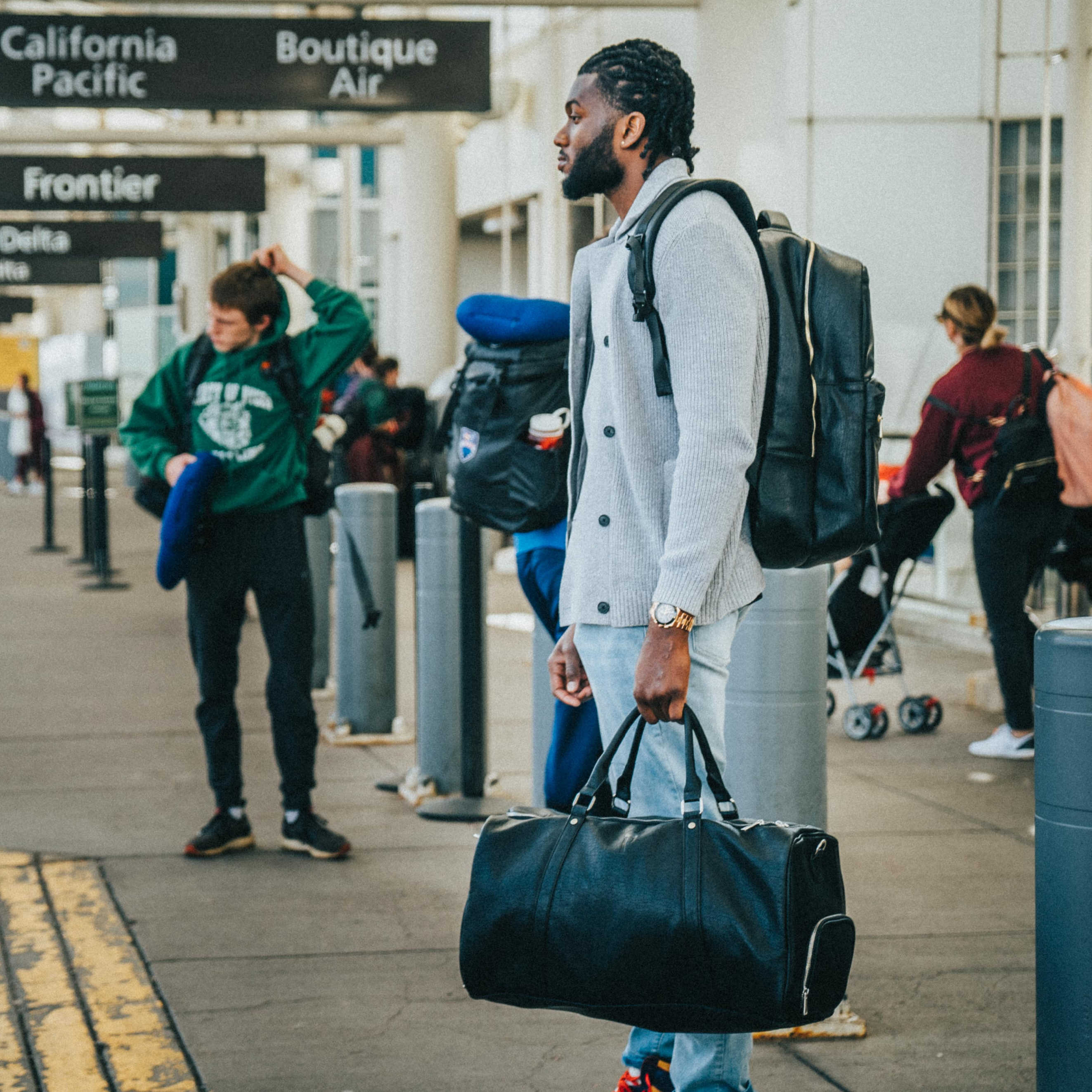 Black Leather Duffel Bag