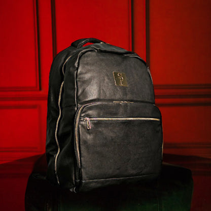 Black Leather Backpack Daily Commuter Bag