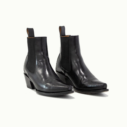 The Sandra Boot in Black Patent Leather