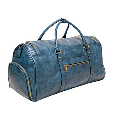 Blue Tumbled Luciano Leather Duffle Bag (New Weekender Design)