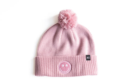 Smiley Pom Pom Beanie Hat