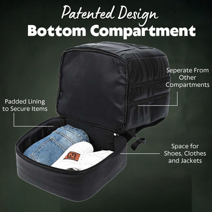 Black Leather Patented Carry On Backpack
