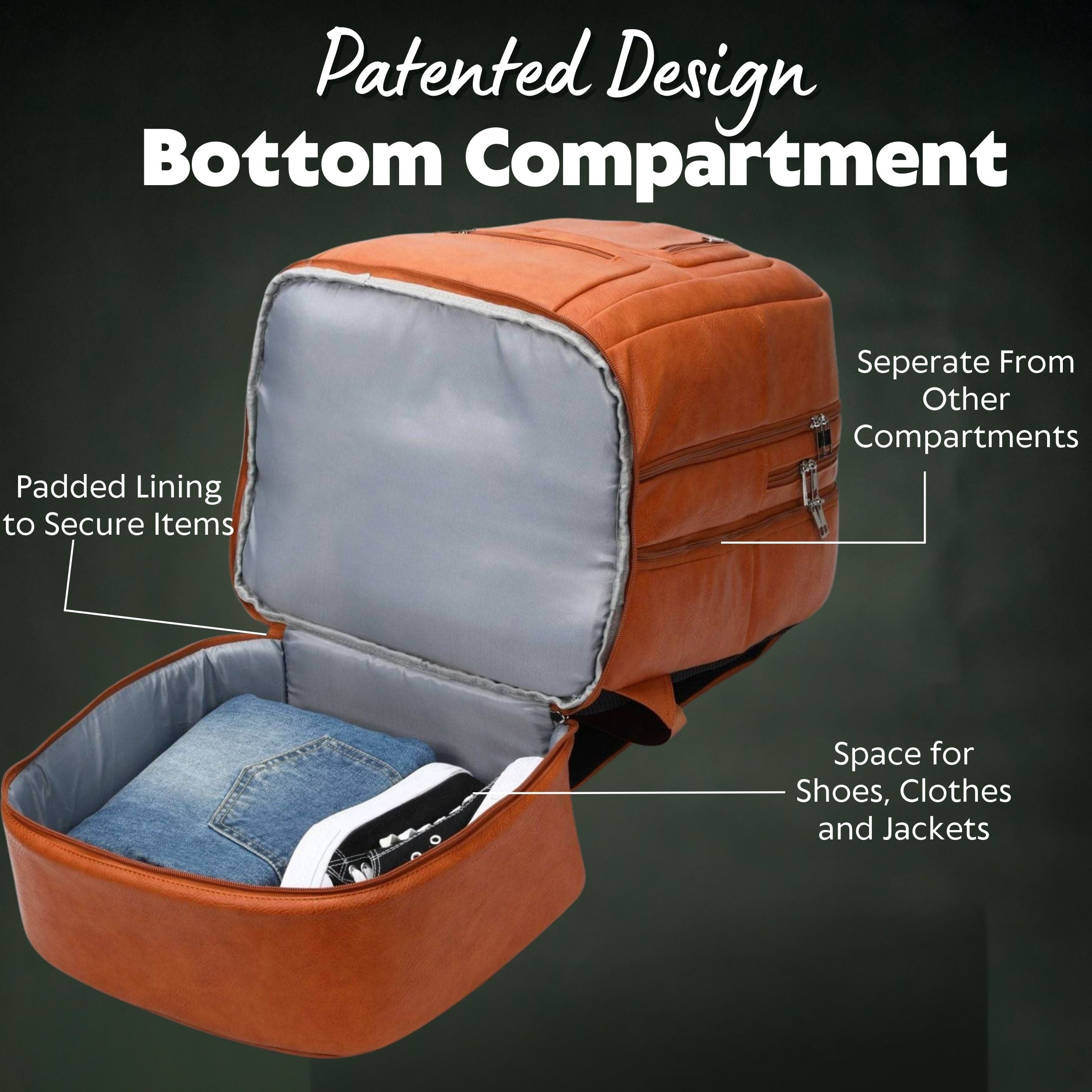 Brown Leather Patented Carry-on Bag (XL Design)