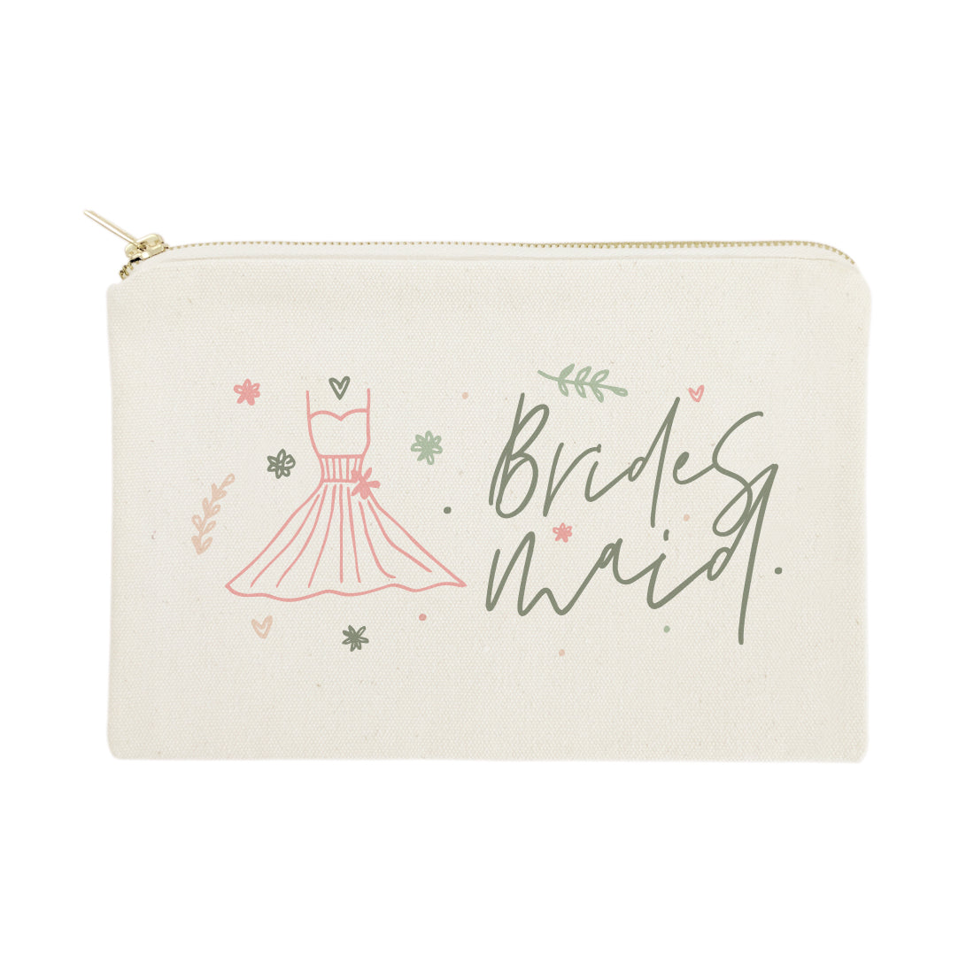 Floral Bridesmaid Cotton Canvas Cosmetic Bag