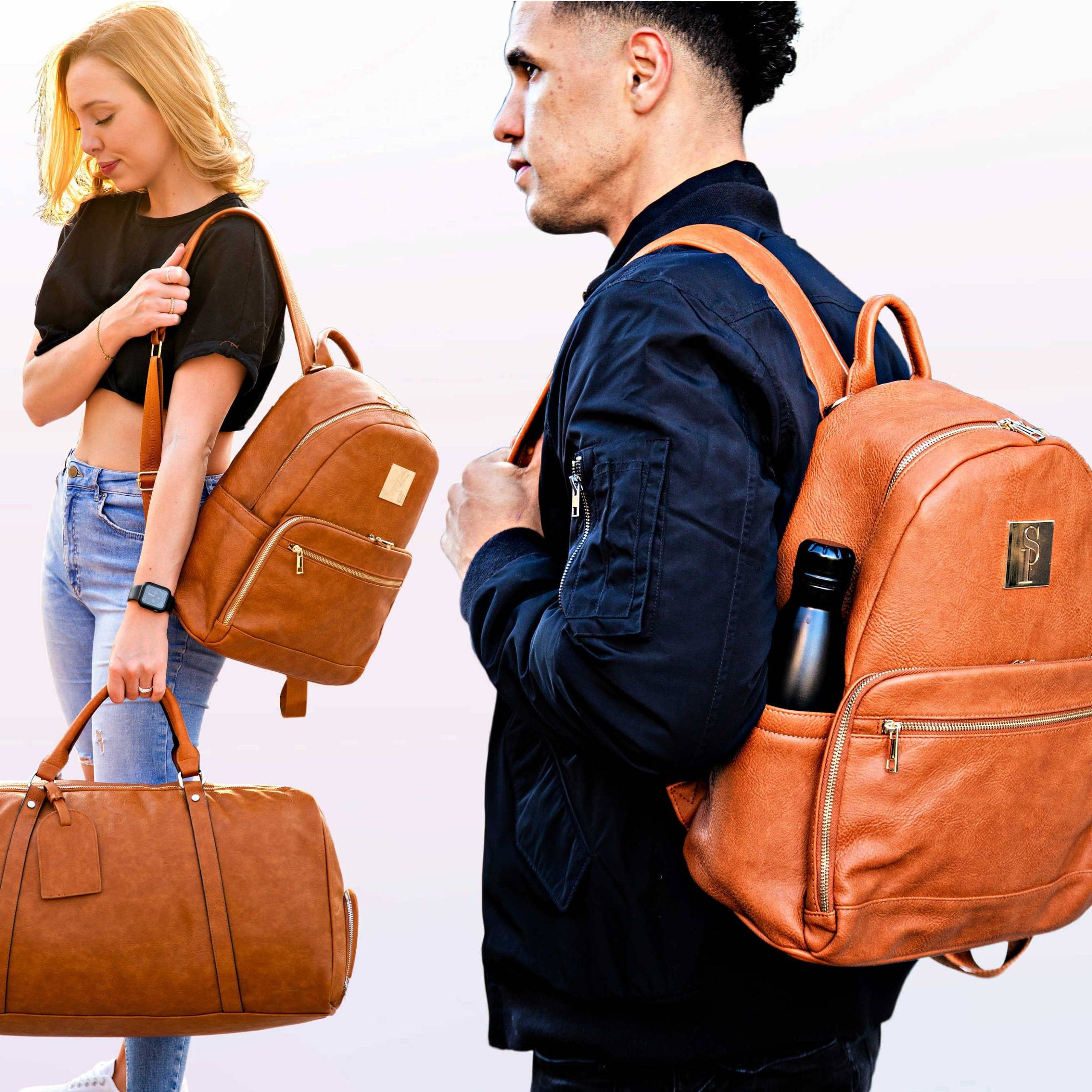 Brown Carrier Leather Backpack