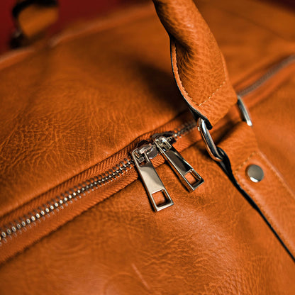 Brown Tumbled Leather Duffel Bag