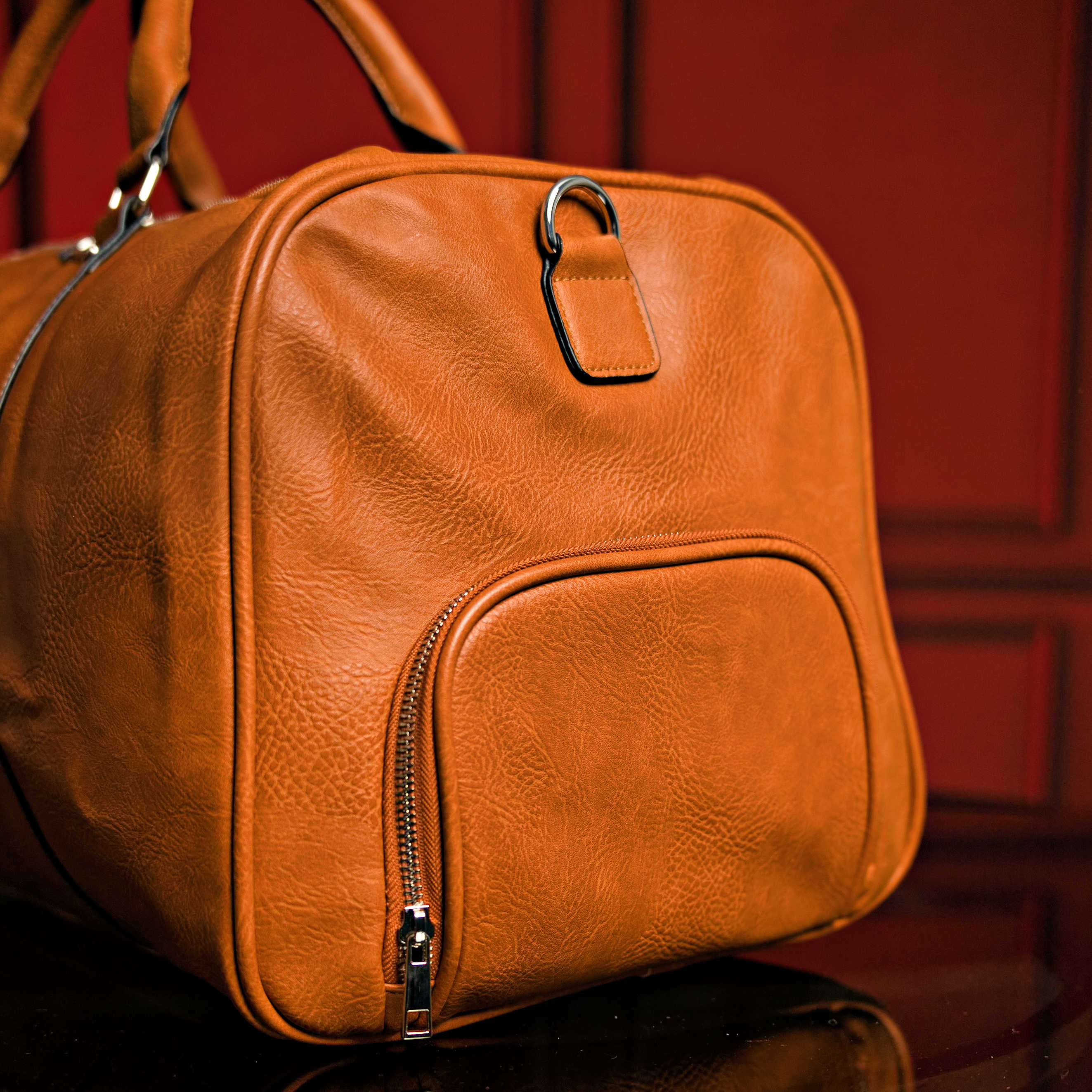 Brown Tumbled Leather Duffel Bag