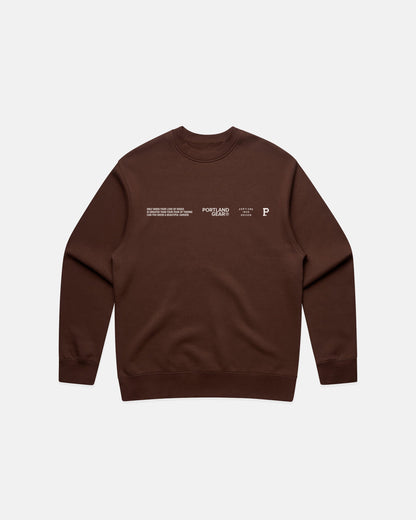 Sueded Slogan Crewneck - Brown