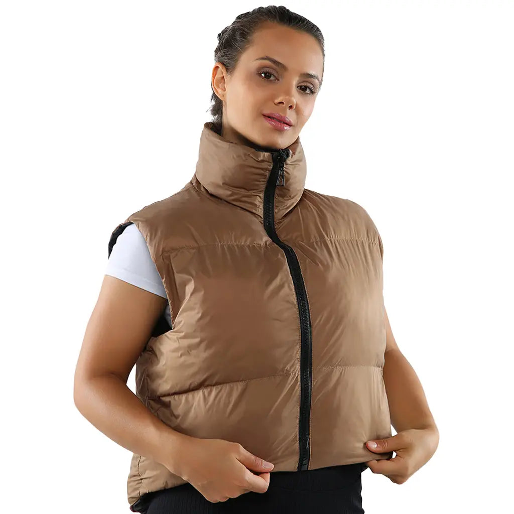 Reversible Cropped Sleeveless Puffer Jacket