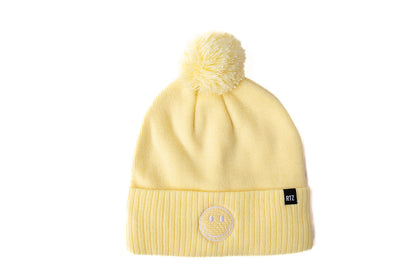 Smiley Pom Pom Beanie Hat