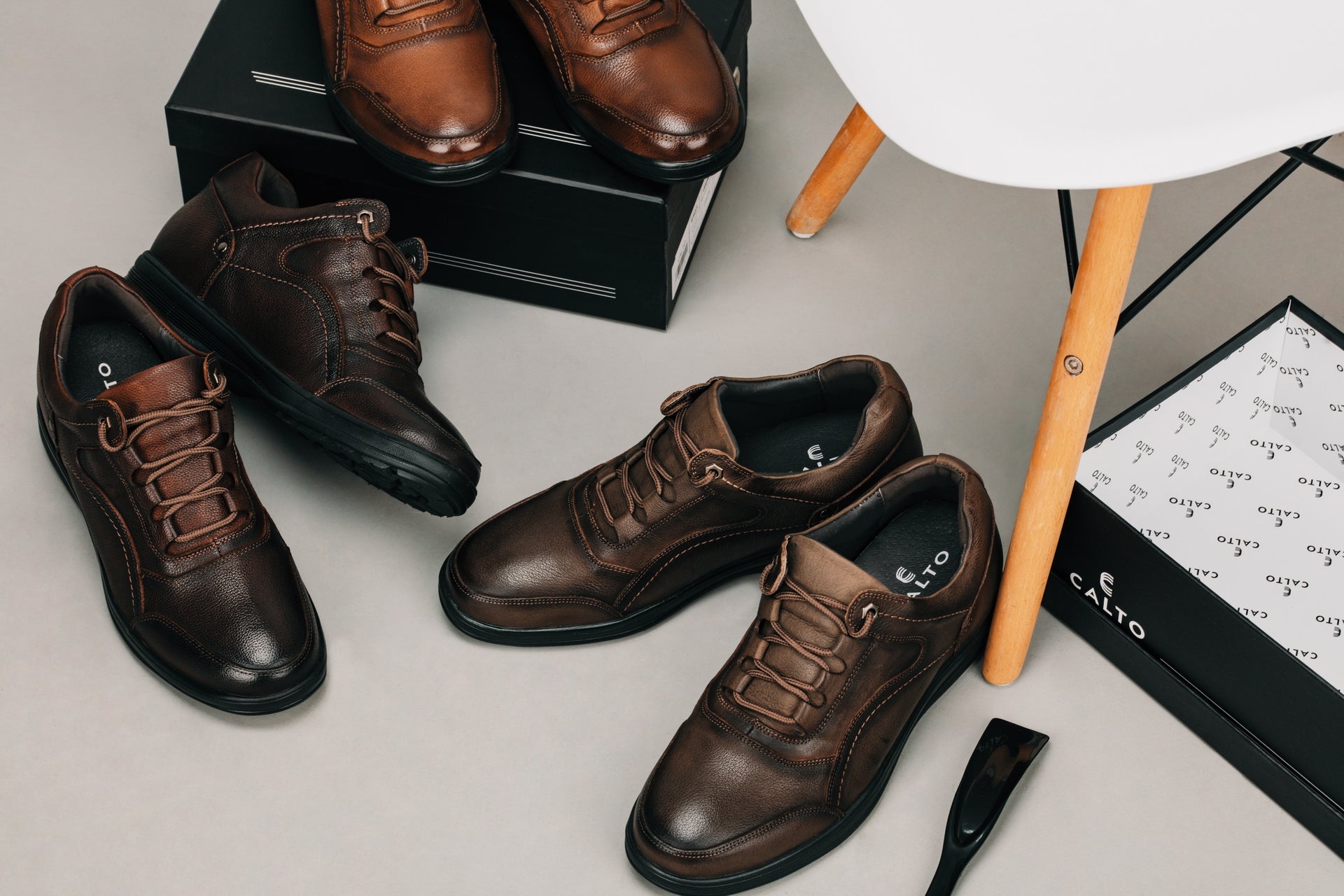 K3045 - 2.8 Inches Taller (Dark Brown) - Lace Up Casual Men's Walker Shoes