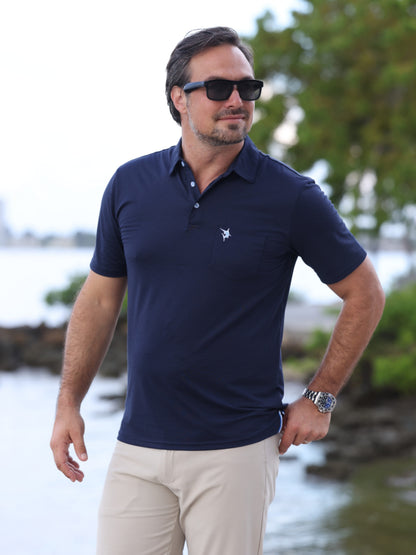 Men's Charleston Classic Cotton Polo. Navy