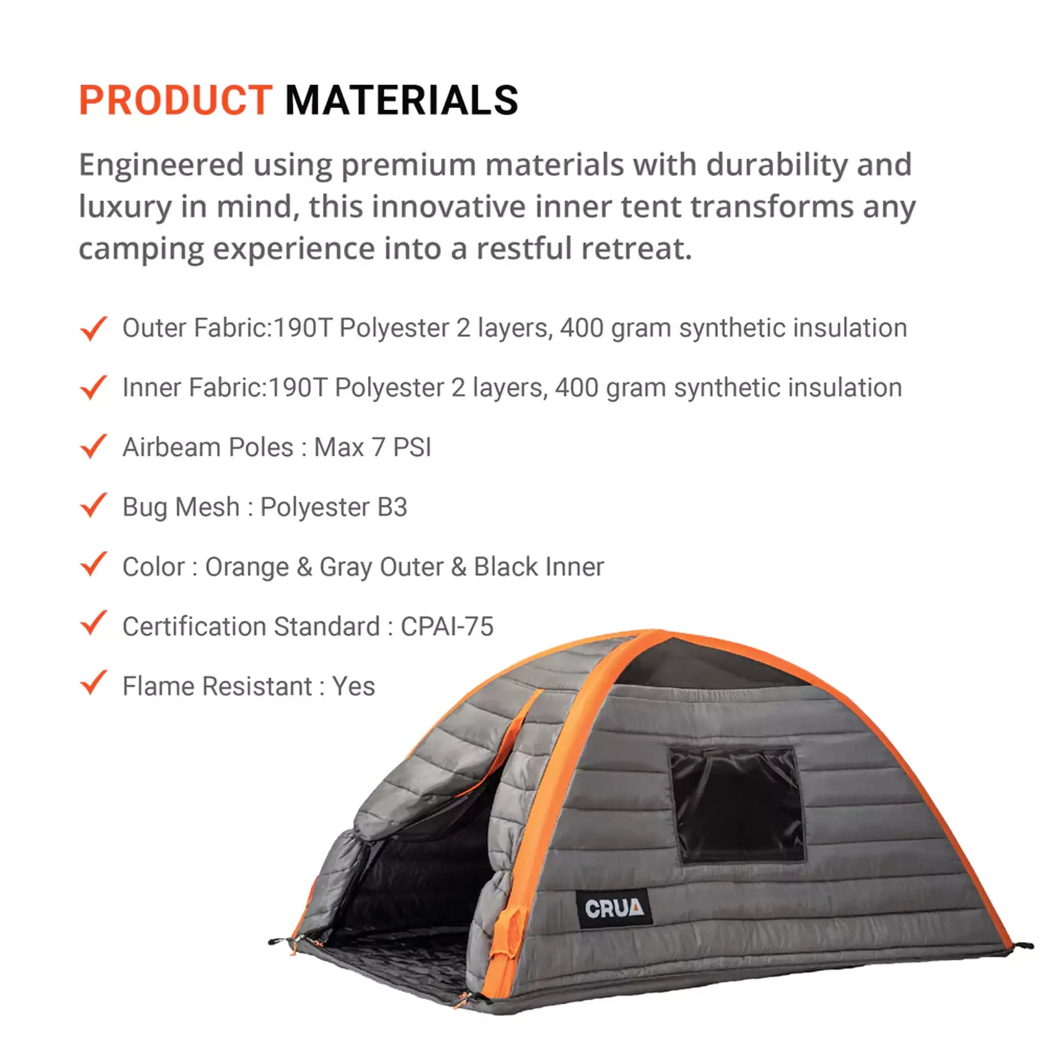 CRUCOON 3 Person Insulated Inner Tent