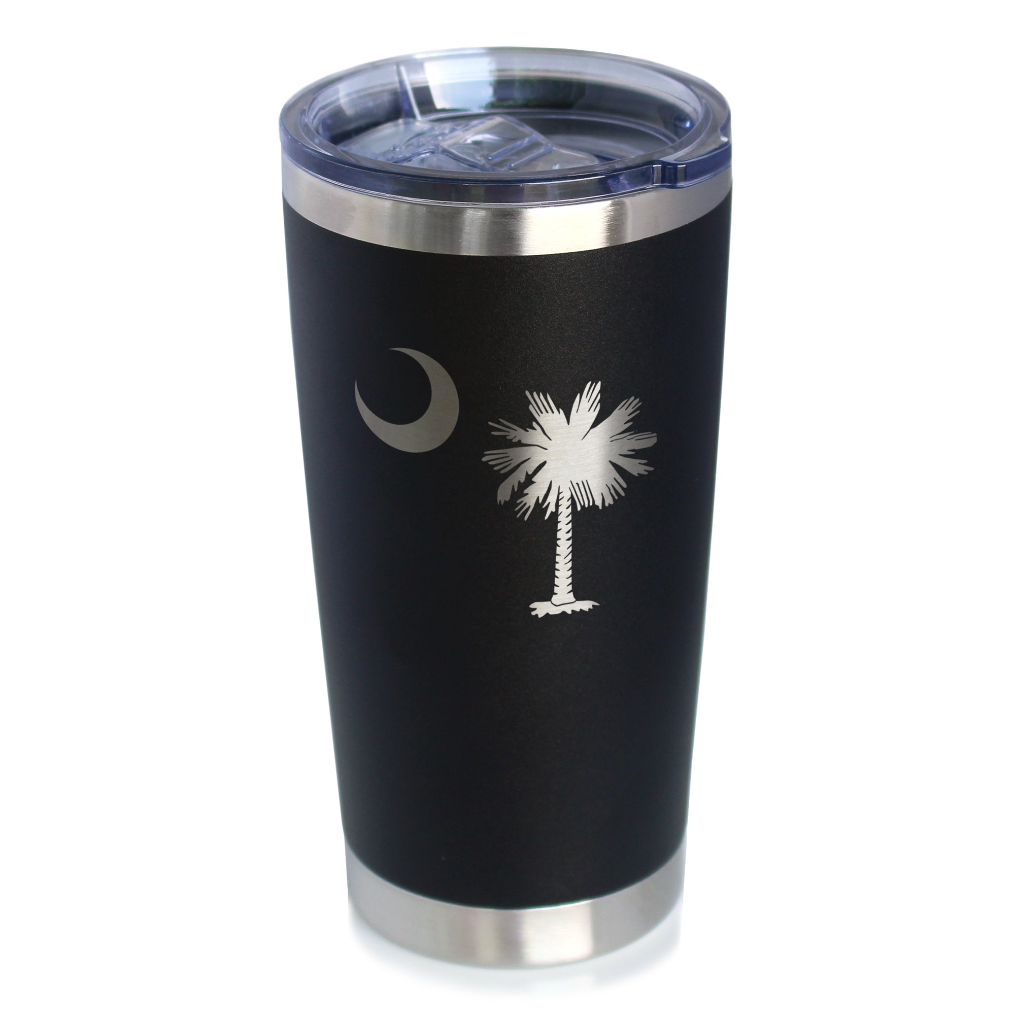 South Carolina Flag - Insulated Coffee Tumbler Cup with Sliding Lid - Stainless Steel Insulated Mug - State Themed Drinking Decor and Gifts for South Carolinian Women & Men